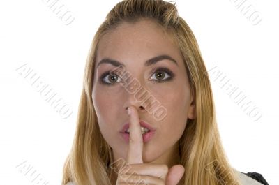 beautiful woman shushing