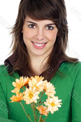 attractive girl with flowers
