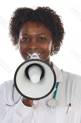 Woman doctor with megaphone