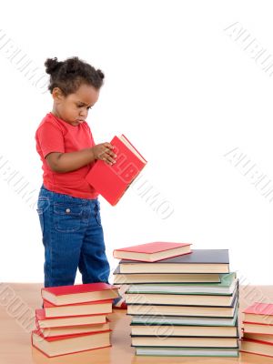 Adorable african baby reading