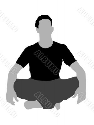 man sitting with crossed  legs