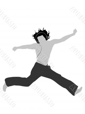 jumping young man