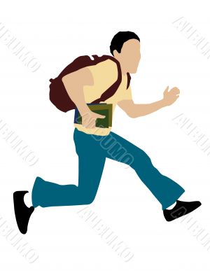 man in air with books