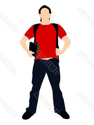 healthy student with note-books