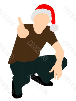 man wearing santa cap