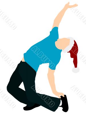 dancing young man with santa cap
