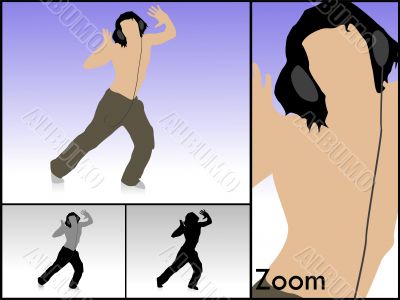 dancing male with headset