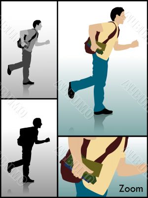 running man with books