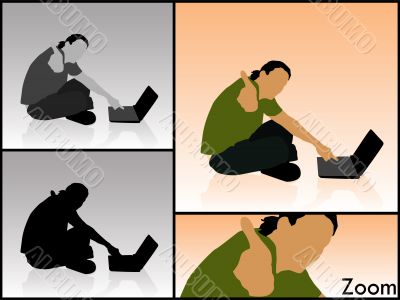 successful young man with laptop