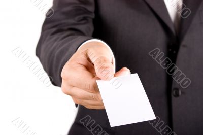 Business man with greeting card