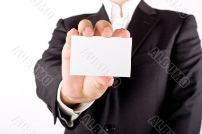 Business man with greeting card