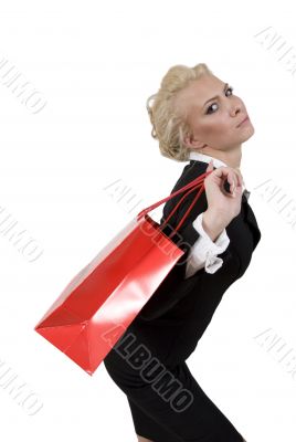 young lady with carry bag