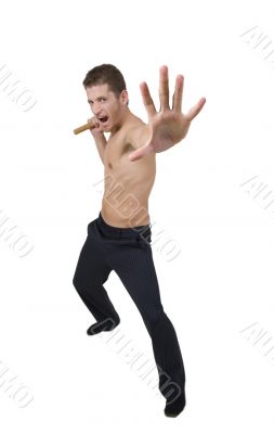 man doing martial arts move