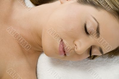 close view of sleeping young lady