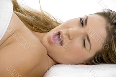 laying winking sexy caucasian