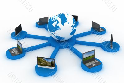 Global network the Internet. 3D image. Global network the Internet. 3D image.