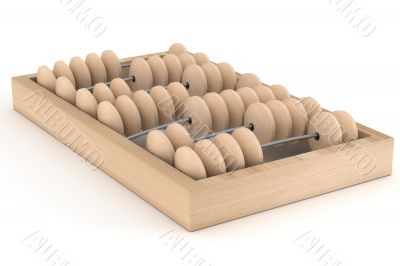 Old wooden abacus on a white background. 3D image.