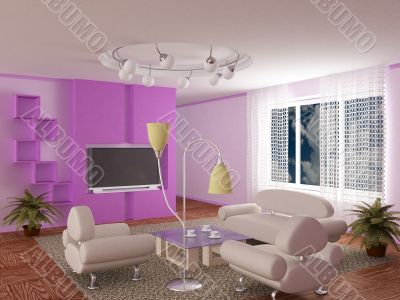 Interior of a living room. 3D image. Interior of a living room. 3D image.