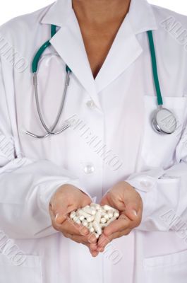 Doctor with pills in the hands Doctor with pills in the hands