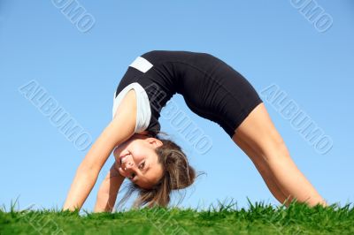 Cute girl doing bridge Cute girl doing bridge