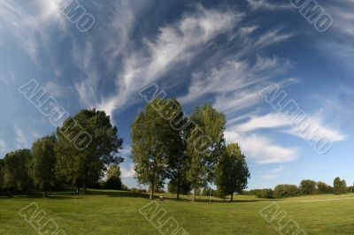 Beautiful landscape cirrus clouds