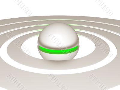 metallic ball with green core