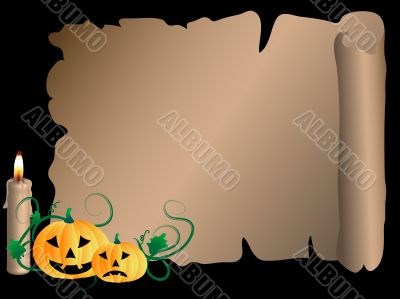 Scroll with pumpkins