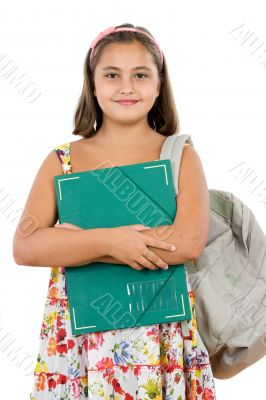 African girl student with folder and backpack African girl student with folder and backpack
