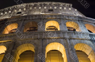 Coliseum in Italy closeup