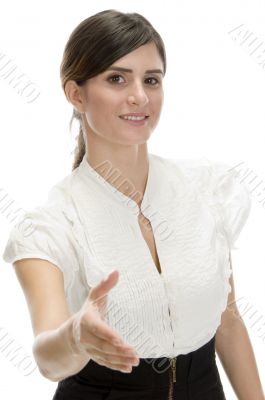 young lady offering hand shake