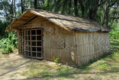 straw hut in village