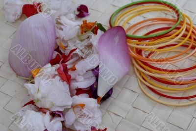 Pink Lotus Flower Petals and colored bangles