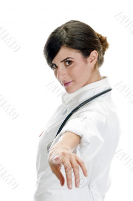 pointing lady doctor