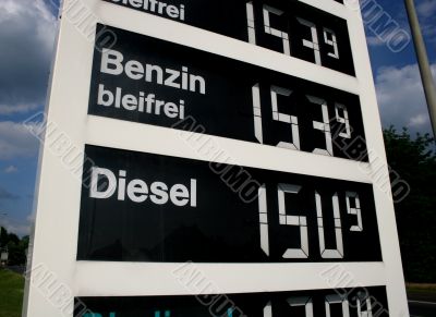High gasoline prices at a german gas station