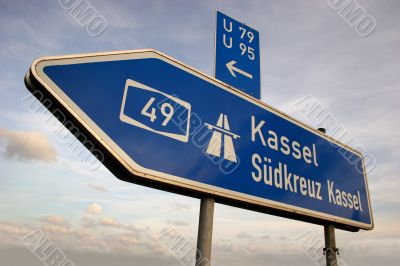 Autobahn direction sign to Kassel, Germany