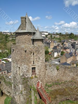 Kind from a high tower of a fortress on a city
