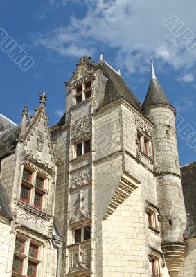 Surprising medieval castle in France, in a sunny day