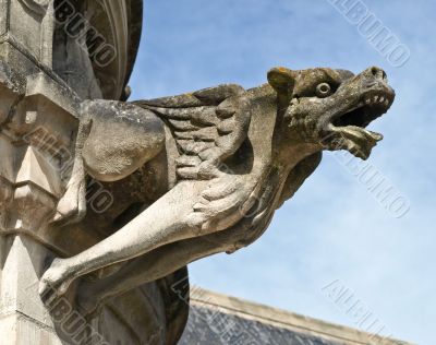 Terrible gargoyle on a cathedral in France
