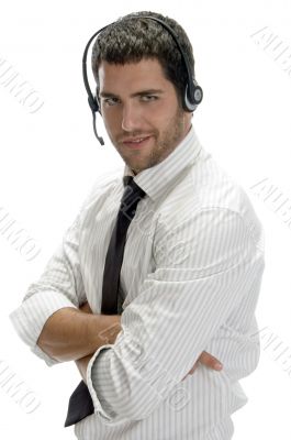happy successful professional man with headset