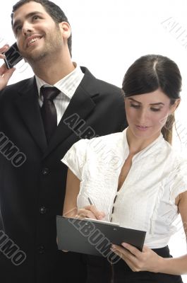 busy american business couple