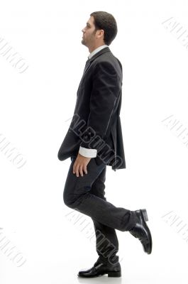 stylish businessman walking