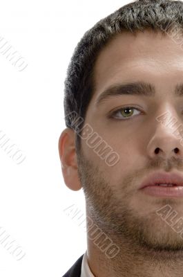 close up view of half face