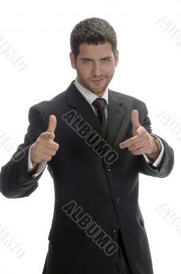 businessman showing hand gesture businessman showing hand gesture