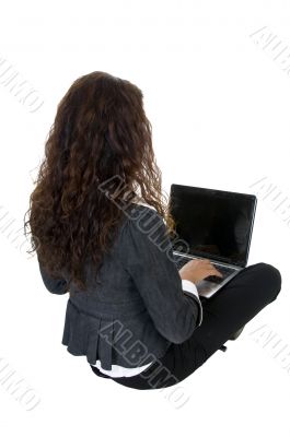female busy with laptop