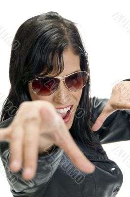 close up of party girl with sunglasses