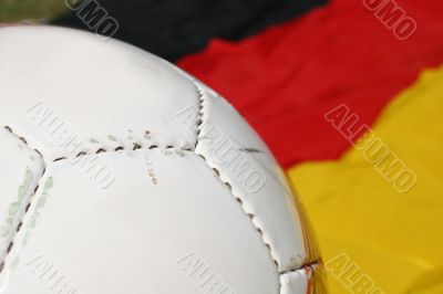 Soccer ball in front of the german flag