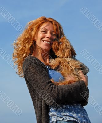 woman and little dog