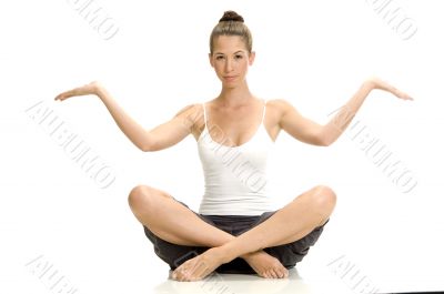 female doing yoga