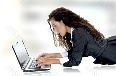 beautiful female working on laptop