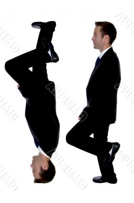 side view of double businessman